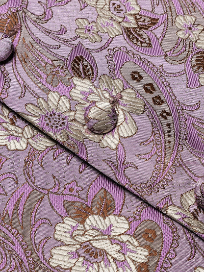 Men's Luxury Pink Jacquard Floral Vest Set – Formal Wedding & Prom Waistcoat with Tie, Bowtie & Pocket Square