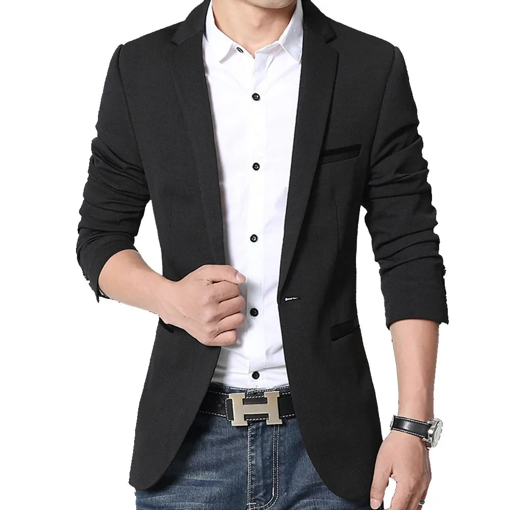 New Mens Casual Blazers Autumn Spring Fashion Slim Suit Jacket Men Blazer Masculino Clothing Vetement Homme 5XL A2F1415
