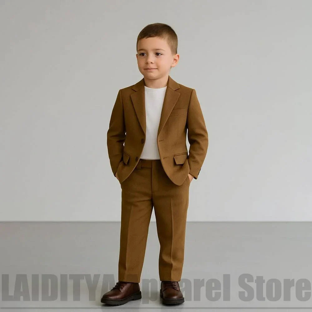 Boys Two Piece Suit Set Chic Blazer And Trousers Kids Casual Outfit For Wedding Page Boy Birthday Party Daily Formal Wear