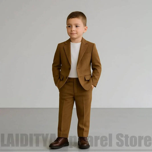Boys Two Piece Suit Set Chic Blazer And Trousers Kids Casual Outfit For Wedding Page Boy Birthday Party Daily Formal Wear