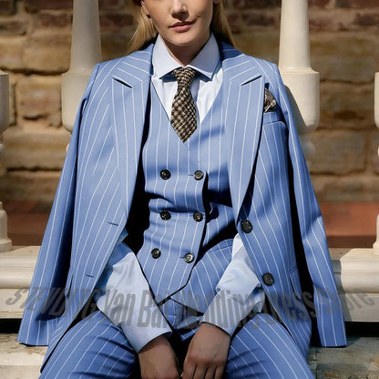Formal Business Women's Suits Chic Single Breasted Peaked Lapel Office Work Smart Casual Female Clothes Set Three Pieces