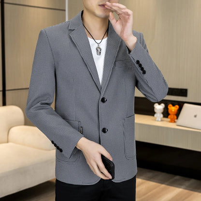 Men's Smart Casual Blazer Single Breasted Slim Fit Solid Color Spring Autumn Jacket