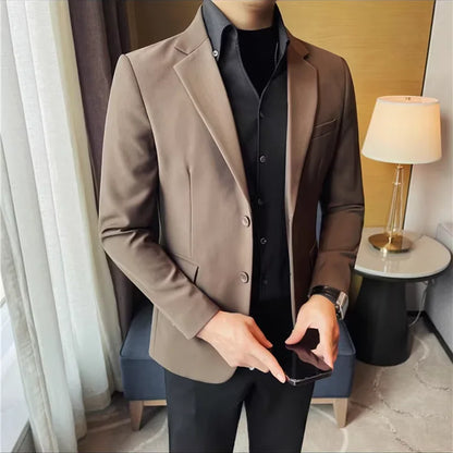 Removable Shirt Fake Two Suit Coats Men Spring Autumn Korean Slim Fit Business Casual Suit Coat Formal Social Party Prom Tuxedos