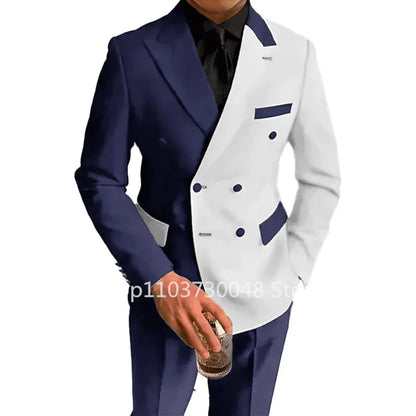 Costume Homme 2 Pièces Slim Fit de Style Tendance pour Mariage, Revers Pointu, Blazer, Pantalon, Tenue de Marié Formelle Affaires