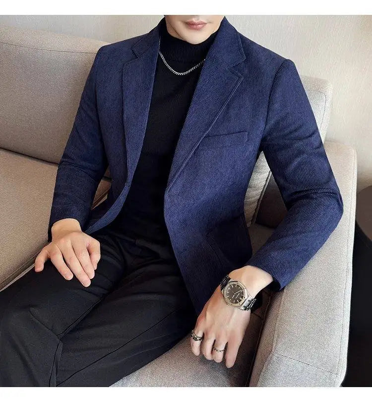 High-end Design, Fashionable, Cool and Trendy Business Casual Banquet New Corduroy Suit Banquet Fine Jacket