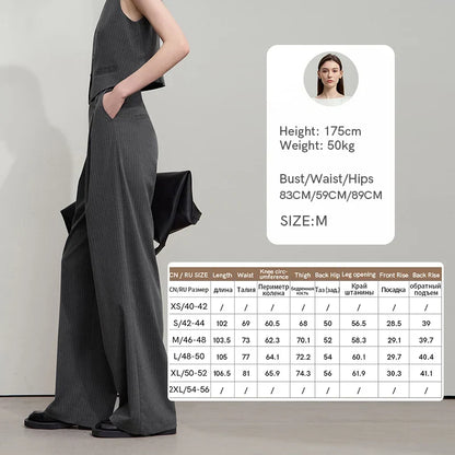 Pant for Woman 2025 Autumn New Versatile Ladies Clothing Commuter Style Striped Vest Casual Loose Sleeveless Women 12523089