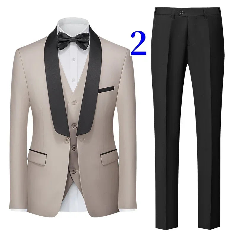 Men's Double Breasted Suit Set for Weddings and Formal Occasions