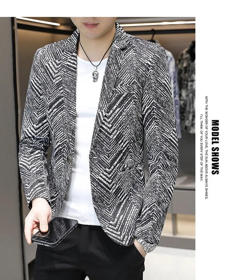 Blazer Men's Fashion Outdoor Travel Gentleman Wedding Slimming Business Versatile Trendy Casual Korean-style Formal Wear Blazer