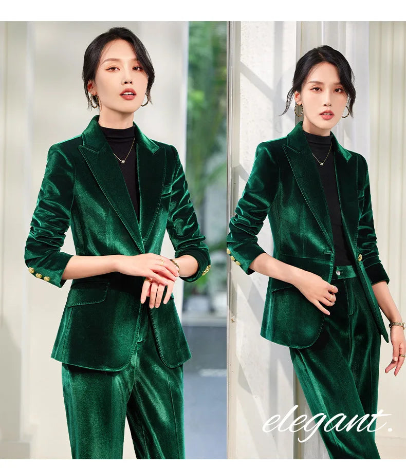 High-end Velvet Suit for Women2024Autumn Winter New High-end Professional Fashionable Elegant Capable Suit