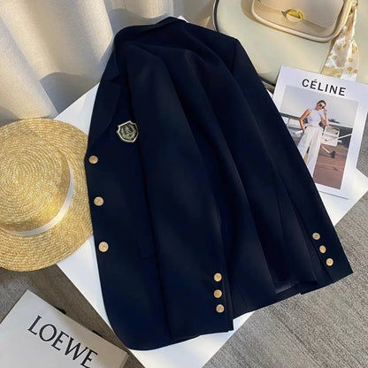 Olive Green Design Sensation College Style Women's Suit Jacket Korean Style Elegant Top Spring New Fashion Casual Nylon