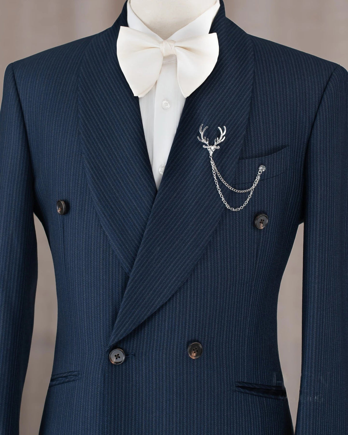 Men's Suit 2 Pieces Blazer Pants Pinstripe Single Breasted Sheer Lapel Business Slim Fit Formal Wedding Groom Costume Homm