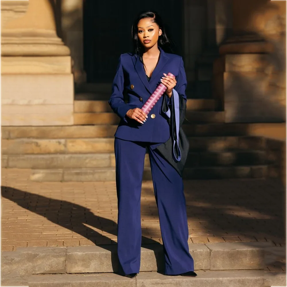 2026 New Women Solid Double Breasted Blazer Pants Two Piece Suit Elegant Office Business Formal Workwear Lady Commuter Outfit