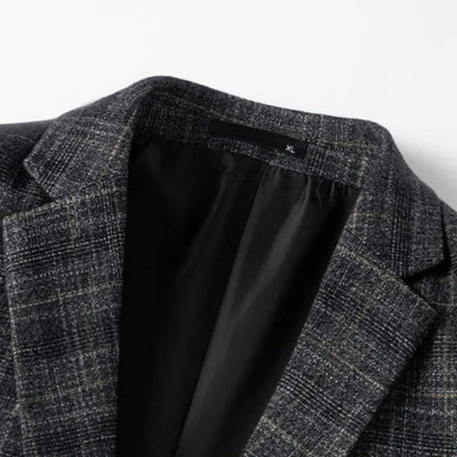 KIDWHXR Men Suit Coat Slim Plaid Turn Down Collar Male Blazer British Style Single-breasted Business Casual Man Outerwear