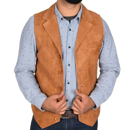 Men's Formal Vest – Orange Velvet Single Button Waistcoat for Weddings & Special Occasions