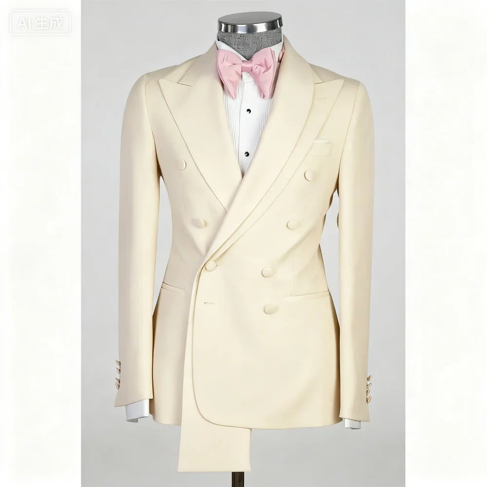 2-Piece Jacket+Pant Men's Tuxedo with Spacious Lapel for Wedding Banquet Party Formal Men's Clothing Custom-Made