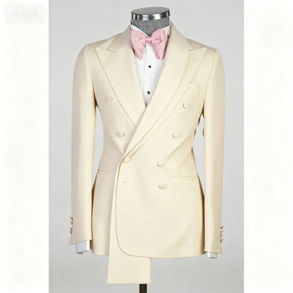 2-Piece Jacket+Pant Men's Tuxedo with Spacious Lapel for Wedding Banquet Party Formal Men's Clothing Custom-Made