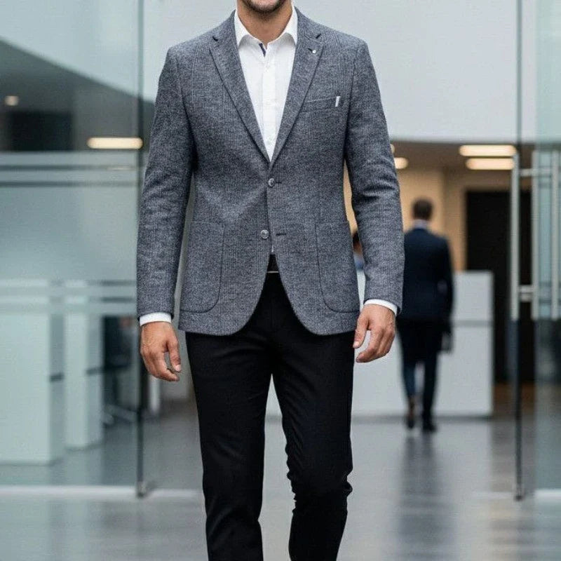 Wool Blend Classic Fashion Patterned Tweed Single-Breasted Blazer Jacket