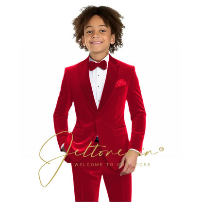 Kids Birthday Dress Baby Boys Burgundy Velvet Blazer Jacket Pants Photograph Suit Children Wedding Performance Party Wear