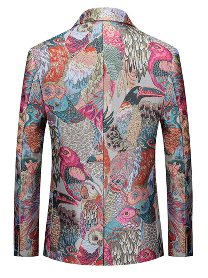 Men's Jacquard Blazer Slim Fit Single Breasted Smart Casual & Formal Wedding Jacket