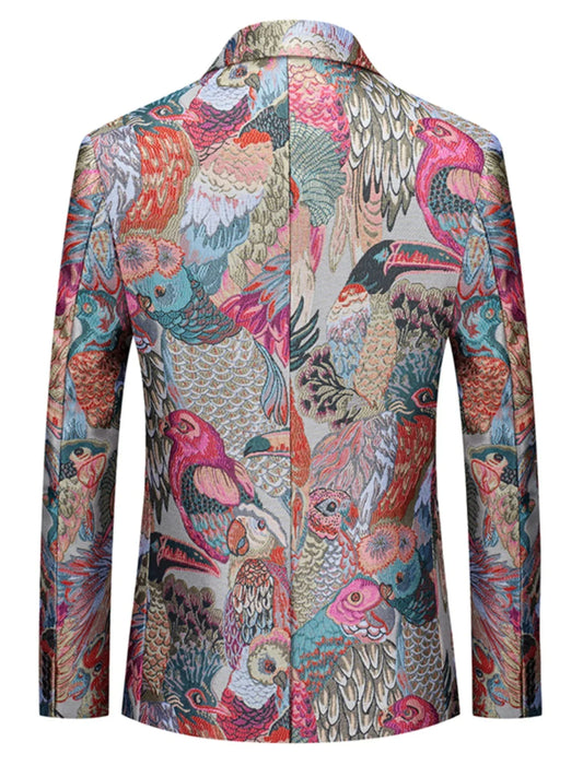Men's Jacquard Blazer Slim Fit Single Breasted Smart Casual & Formal Wedding Jacket