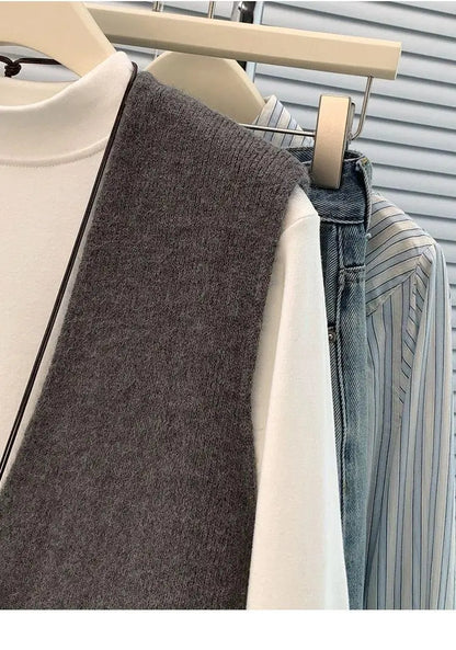 Women's Soft Knitted Vest  Women Casual Button Deep V-Neck Sleeveless Autumn  Pullover Simple Tank Tops Loose Knitwear  Tops