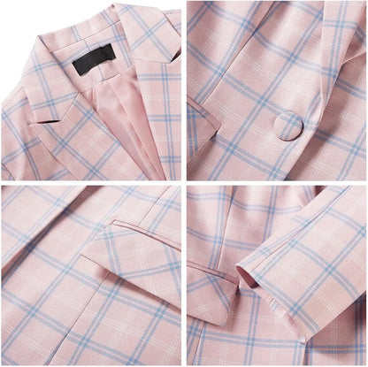 Plaid Women Suits Office Sets 2023 Vintage Long Sleeve Single Button Silm Blazers Chic High Waist Casual Pants Suits