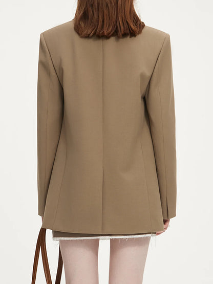 Office Lady Minimalist One Button Temperament Suit Jacket for Women in Autumn 2024 New Style Women Casual Blazer 24FS13165