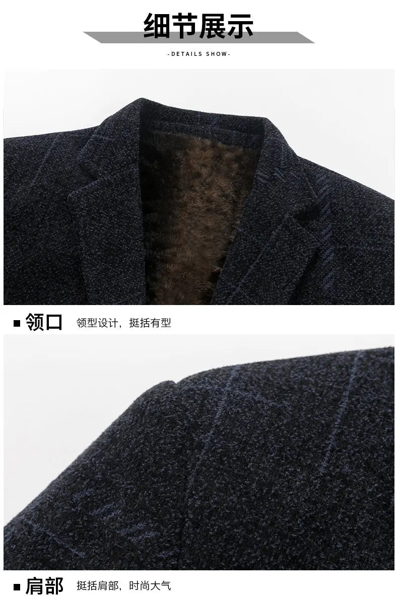 2025 Men's Casual Business Suit Coat with Fur High-Quality Fashionable Stylish Versatile Outerwear for Men