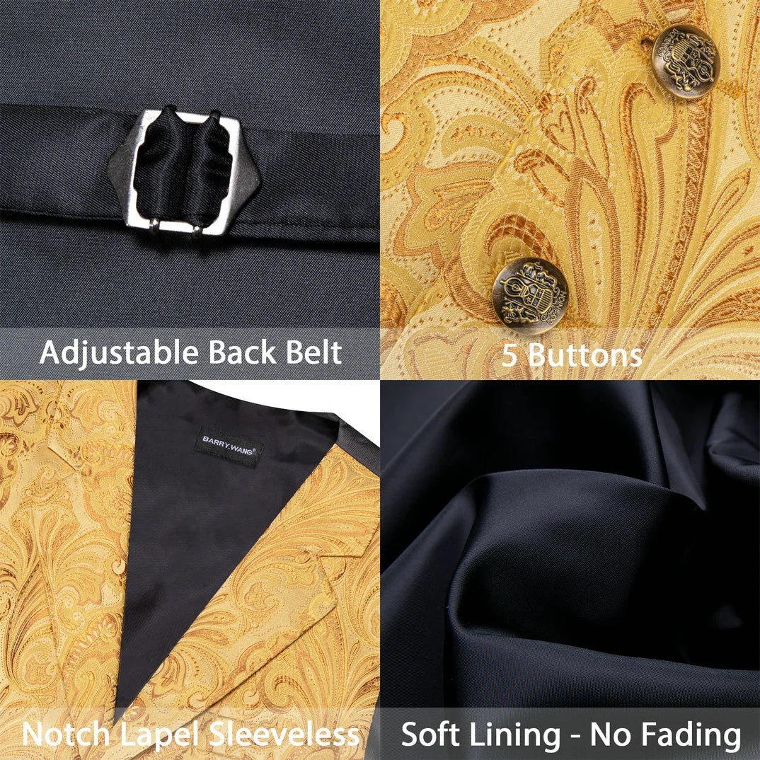 Men's Jacquard Floral Waistcoat Vest with Bowtie Set – Wedding & Formal