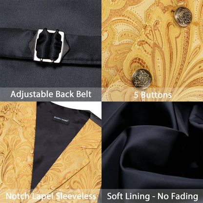 Men's Jacquard Floral Waistcoat Vest with Bowtie Set – Wedding & Formal