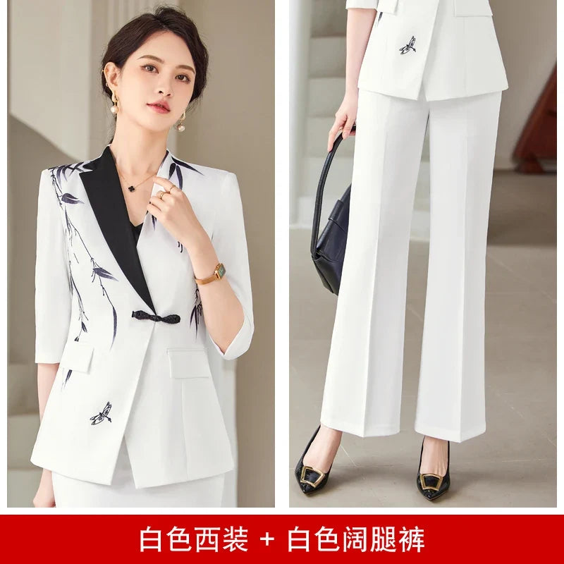 Mid-Sleeve Suit, Pants, Elegant Temperament, Most Unique, Spring and Summer, 2024 New
