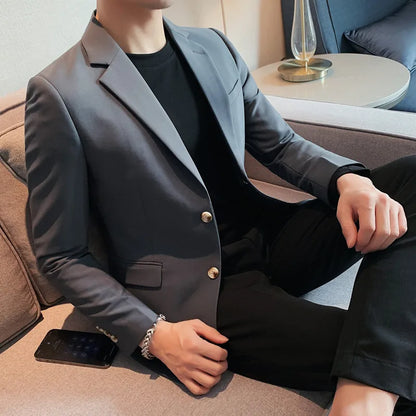 Men's high-quality brand suit Blazer business casual plain color suit jacket single-breasted elegant suit S-4XL2023 fall new