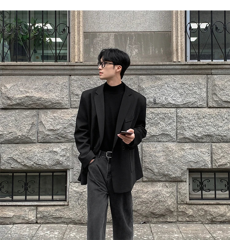 Blazers Men Casual Loose Suit Jackets Male Korean Leisure Daily Streetwear All-match Simple Suit-tops  blazer mascullino