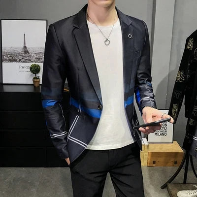 Men's Blazer Suit Jacket 2025 Spring New Fashion Korean Slim Suit Jacket Social Prom Dress Jacket Men's High Quality Clothing