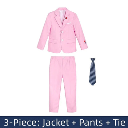 3-Piece Boys Suit Set | Solid Formal Tuxedo for Kids | Wedding & Party Suit Ages 2–14