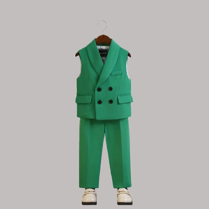 Kids Vest Pants Party Photograph Set Children Formal Wedding Suit Teenager Boys Birthday Tuxedo Party Dress Child Dance Costume