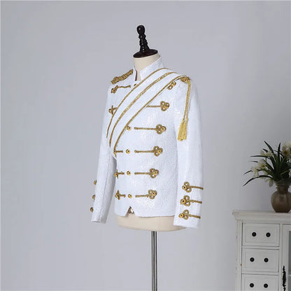 Blazer Sequined Performance Outfit for Outdoor Casual Male Banquet Guest Band Rock Singer Clothing Stand-up Collar Men's Blazer