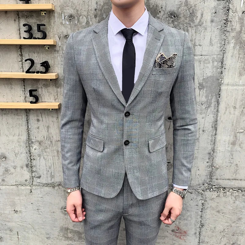 ( Jacket + Pants ) Men's Business Banquet Slim Fit Suits Groom's Wedding Ball Party Dress Blazers and Trouser