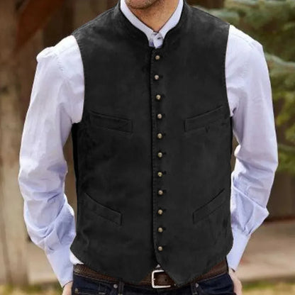 Men's Formal Vest – Single Button Suede Flannel Waistcoat for Weddings & Events