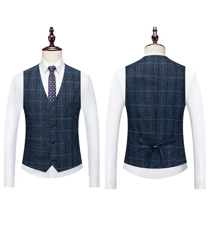 Men's 2025 Three-piece Suit Set One Button Fashion Wedding Business Casual Work Formal Vest Trousers M-5XL