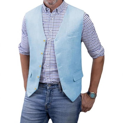 Men's Slim Fit Cotton Broadcloth Suit Vest for Men – Single Breasted Smart Casual Waistcoat for Weddings & Business Events