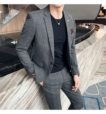 Men's Hemp Linen Suit (Blazer + Pants) – Smart Casual British Style for Business, Wedding & Everyday Wear
