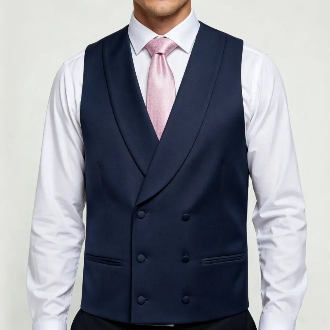 Men's Double Breasted Vest – Formal Lapel Waistcoat for Wedding & Business