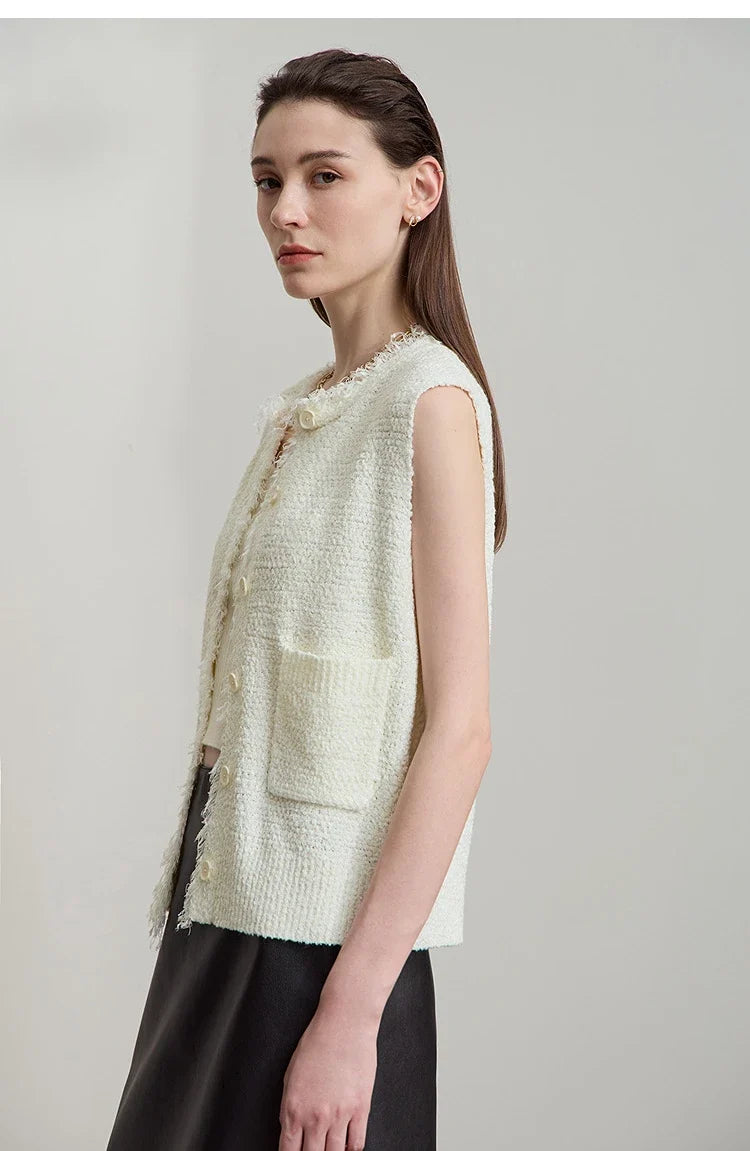Women's Vest 2025 Autumn New O-neck Elegant Retro Knitted Vest Women's Casual Versatile Loose Sleeveless Top Female12543082