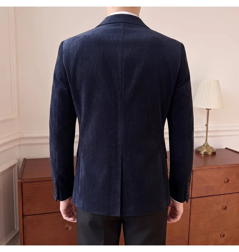 2026 Autumn Winter Velvet Casual Suit Jacket for Men High-quality Slim Fit Social Banquet Wedding Groom Blazers Men Clothing