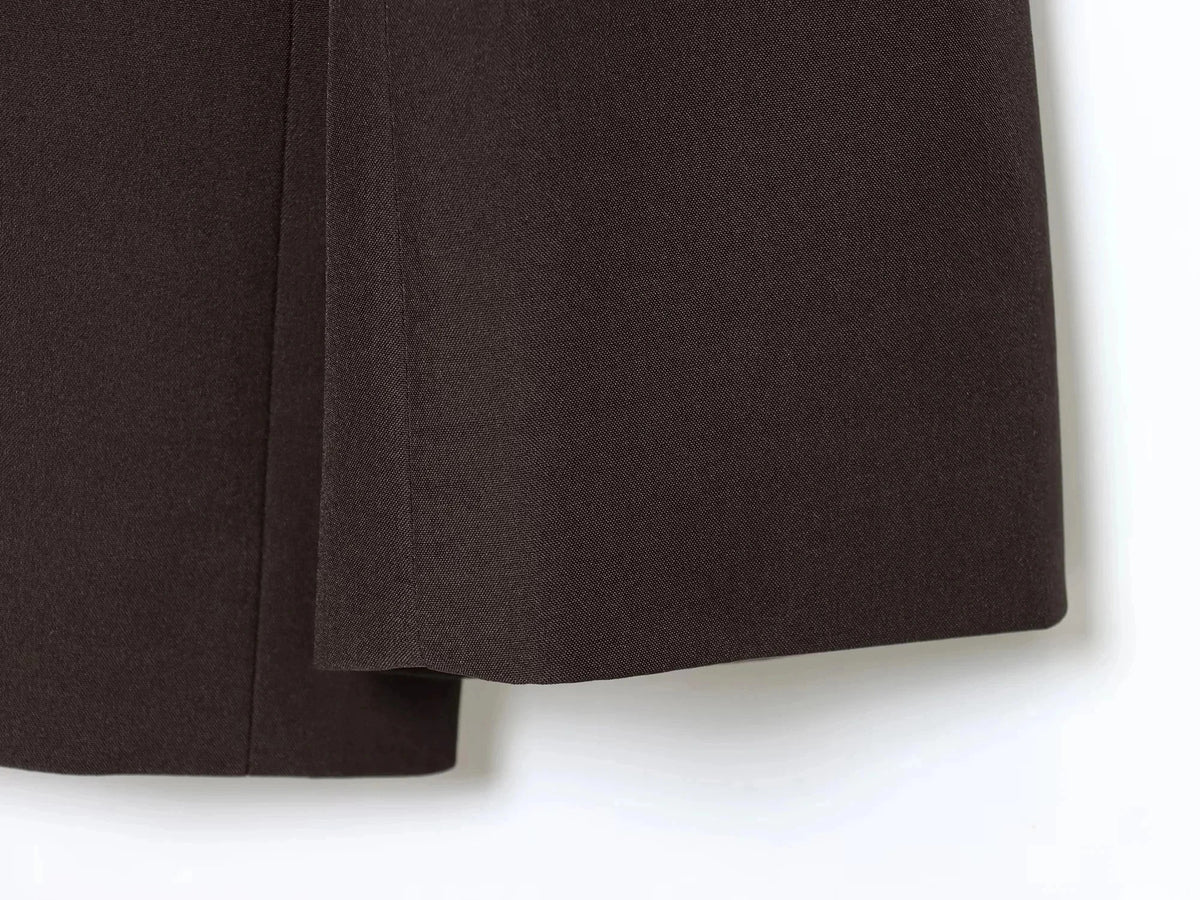 Elegant Commute Double Breasted Blazer Women Trendy Vintage Brown Blazer with Shoulder Pads 2026 Spring Chic Lady Blazer