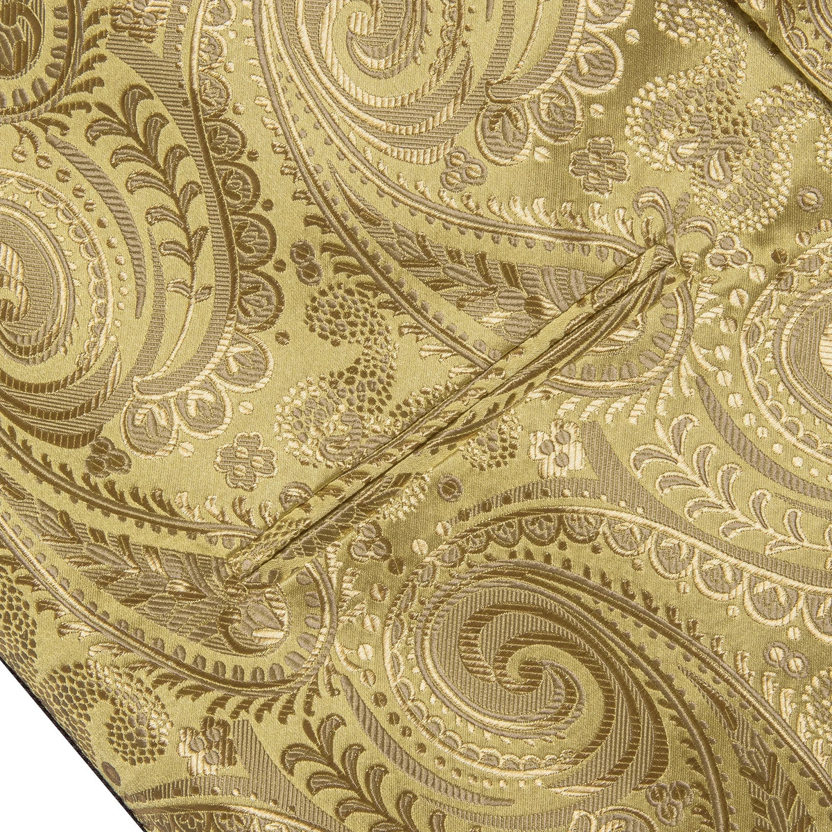 Men's Paisley Waistcoat Vest with Tie Hanky Cufflinks Set for Wedding and Banquet