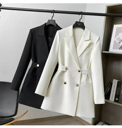 Women Suit Blazer Elegant Coat Spring Autumn Fashion Korean Blazer Luxury Double Breasted Jacket Solid Ladies Tops Clothes