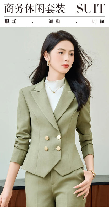 Fashionable professional women's clothing, high-quality two-piece pants + blazer, elegant temperament, beautiful charming
