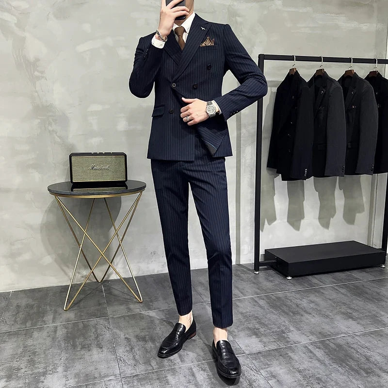 Men's Slim Fit Wedding Suit Set – Blazer, Vest & Pants for Groom & Business Formal